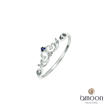 amoon 璀璨星空系列 暮光 10K金鑽石/藍寶石戒指