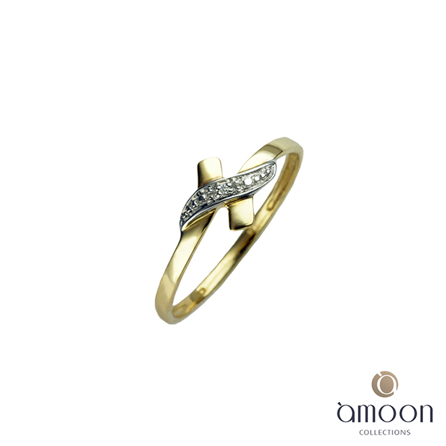amoon 浪漫雙子星系列 約定 K金鑽石戒指