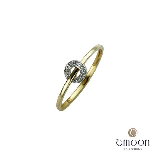 amoon 浪漫雙子星系列 穿越時空 K金鑽石戒指