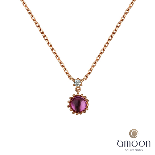 amoon 韓情脈脈系列 紫羅蘭 K金鑽石項鍊