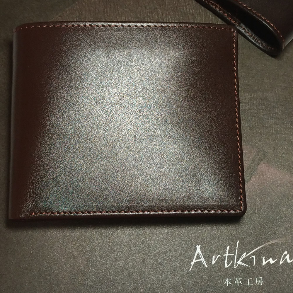 Artkina 精美牛皮短夾-咖啡