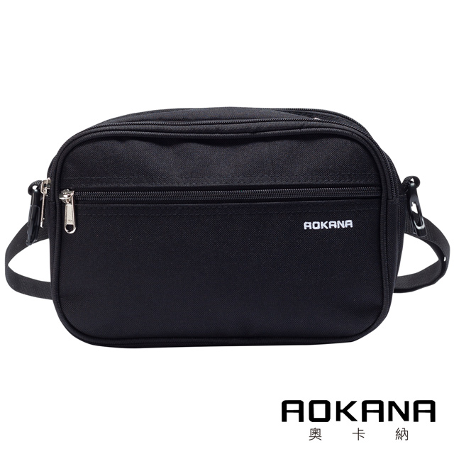 AOKANA奧卡納 YKK拉鍊 輕量防潑水兩用多層耐重包 腰包 側背包(百搭黑)03-016