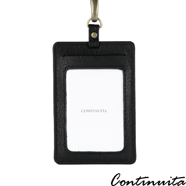 【Continuita 康緹尼】頭層牛皮超手感卡片證件套夾(直式黑)
