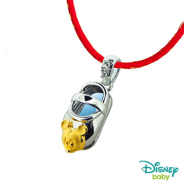 Disney迪士尼系列金飾 黃金/白鋼墜子-童鞋米奇款 送項鍊