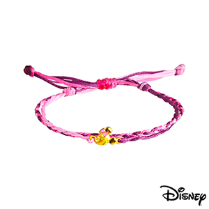 Disney迪士尼系列金飾 黃金/彩色蠟繩手鍊-俏麗美妮款