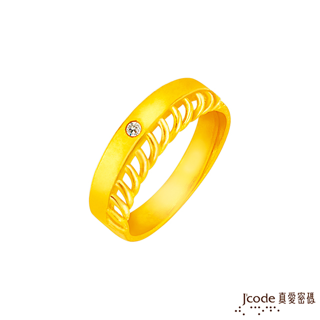 Jcode真愛密碼 浪漫朵朵黃金/水晶男戒指