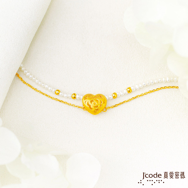 J’code真愛密碼 真愛-心花影黃金/天然珍珠手鍊-雙鍊款