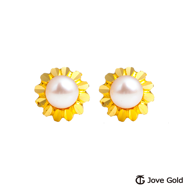 Jove gold 絢麗黃金/天然珍珠耳環