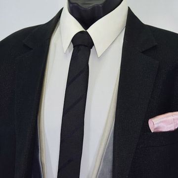 【拉福】斜紋窄版領帶手打領帶 (黑色)
