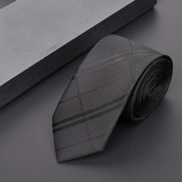 【拉福】】亂波交叉紋窄版手打領帶(黑色)