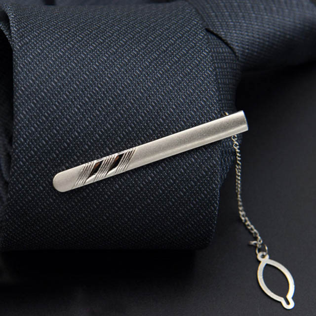 【拉福】領帶夾多斜領帶夾領夾銀(5.5cm)