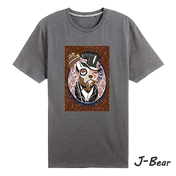 【J-Bear】手繪熊牛頭梗紳士短袖T恤(JJ018)