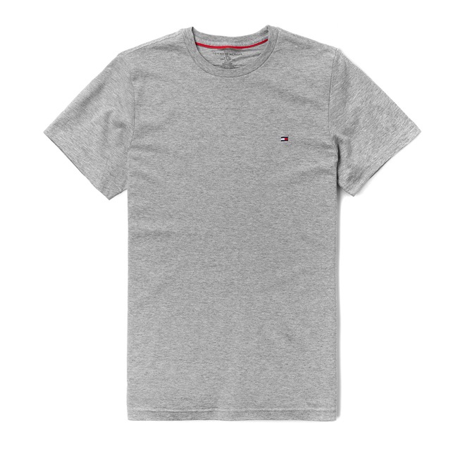 TOMMY 年度爆款經典圓領Logo短袖素面T恤-灰色