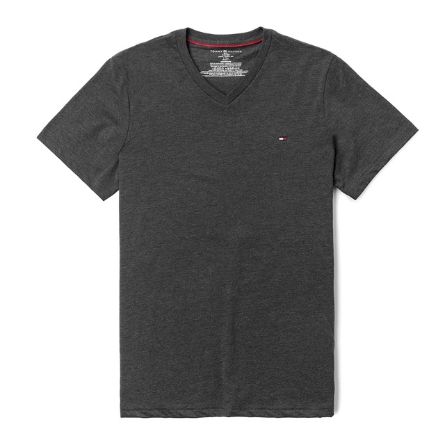TOMMY 年度爆款經典V領Logo短袖素面T恤-深灰色