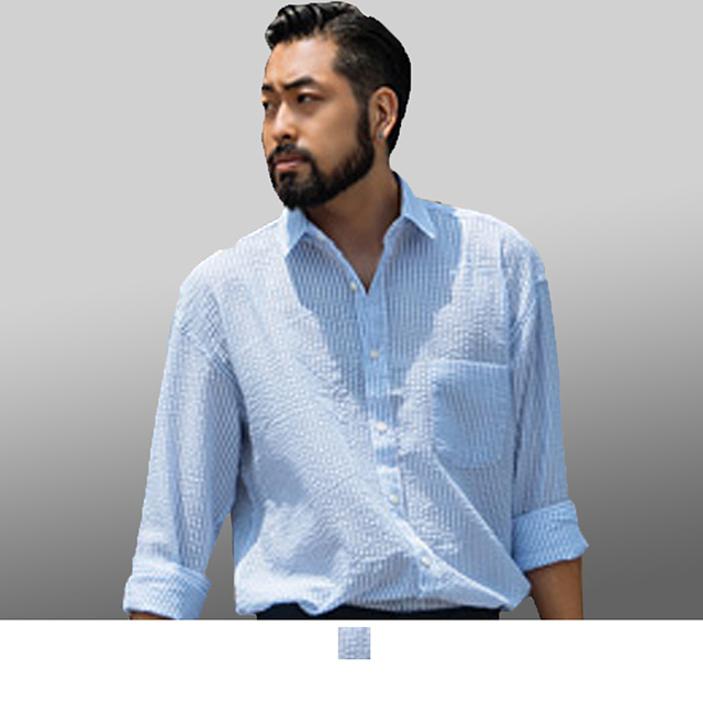 【男人幫大尺碼】S5202＊時尚穿搭水藍條紋 短袖襯衫