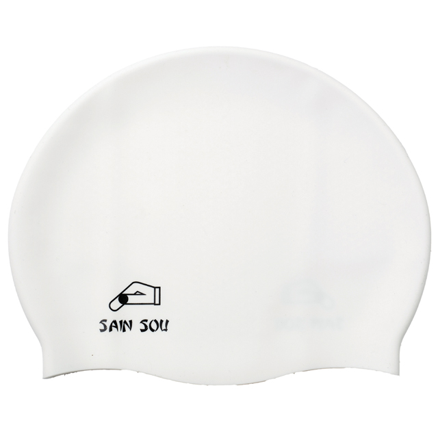 聖手牌 白色矽膠泳帽 A35001-14