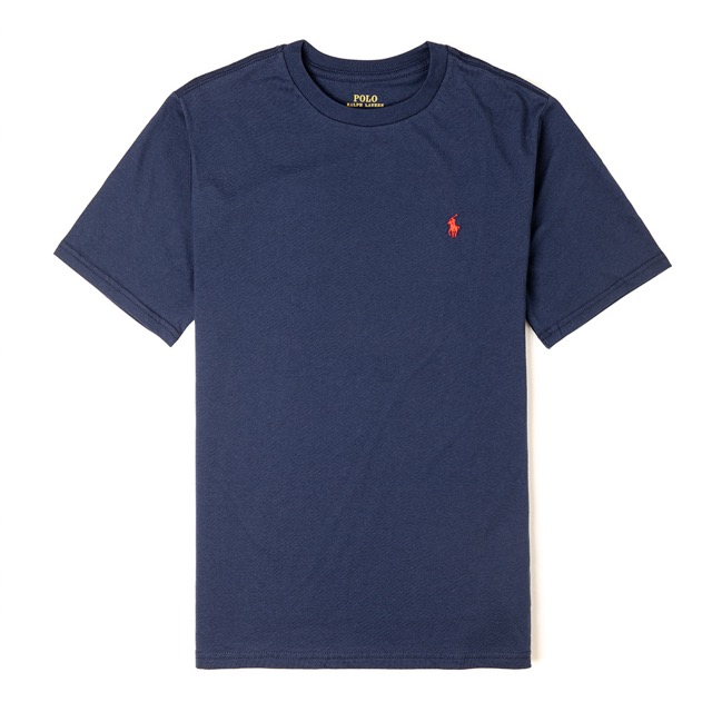 Polo Ralph Lauren 經典電繡小馬圓領素面短袖T恤(青年款)-深藍色