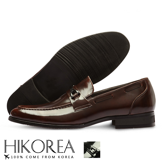 【HIKOREA】韓國空運/版型正常。紳士款鞋身穿帶造型一字帶魚骨釦尖頭皮鞋(73-358共2色/現+預)