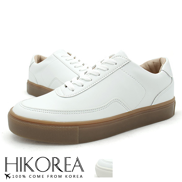 【HIKOREA】正韓製/版型正常。男款增高4cm素面皮革拼接造型防滑休閒鞋(73-419共2色/現+預)