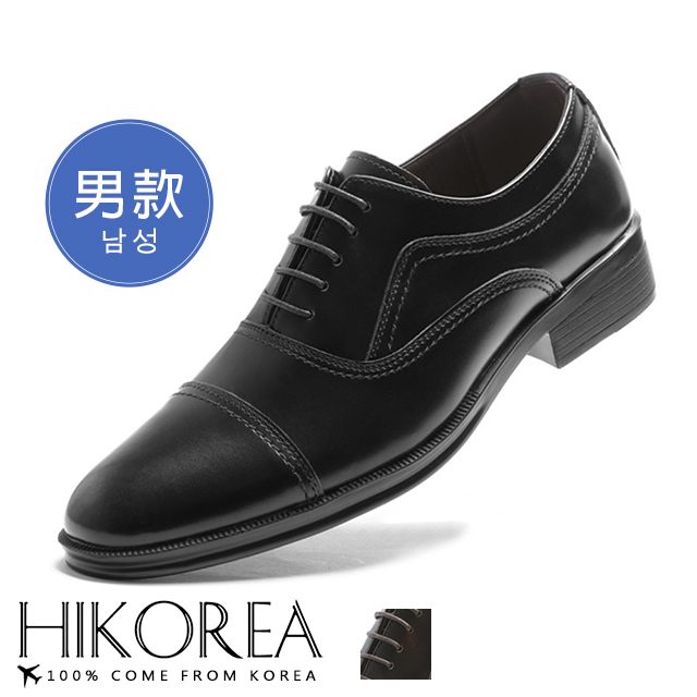 【HIKOREA】韓國空運/版型正常。男款質感皮革拼接精緻縫線設計紳士皮鞋(73-427共2色/現貨+預購)