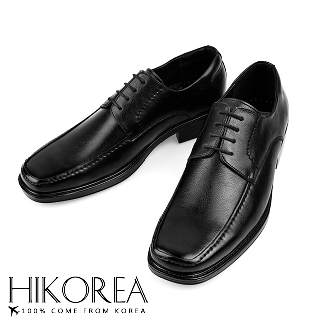 【HIKOREA】韓國空運/版型正常。男款簡約亮面皮革方頭紳士皮鞋(73-382/現貨+預購)