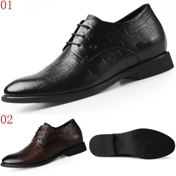 (杰恆)口2020春小格紋正裝系帶皮鞋兩色可選0220027ZAP黑/027-1棕增高6.5CM