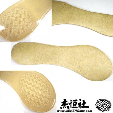 JHS傑恆社鞋墊款112舒適女黃布銅板七分墊高跟鞋墊矽膠鞋墊絨面防滑鞋墊一對