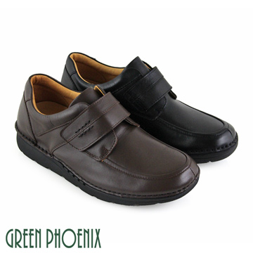 【GREEN PHOENIX 】男款素面縫線魔鬼氈全真皮休閒皮鞋T29-1H803