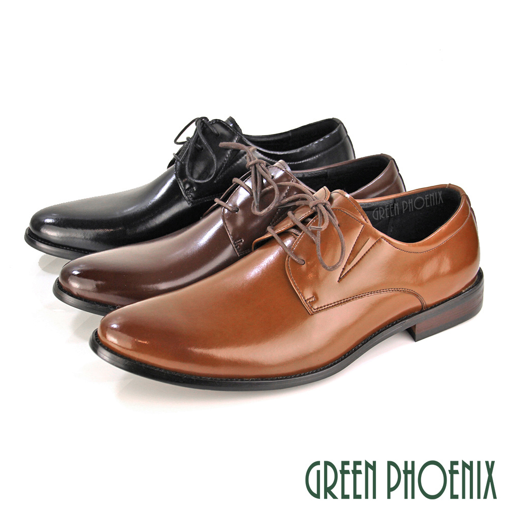 【GREEN PHOENIX 】極簡素面流線綁帶全真皮紳士皮鞋T59-10962
