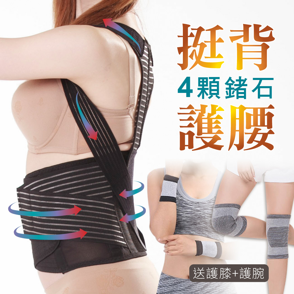 【JS嚴選】鍺能量舒壓健康美背帶(鍺美背帶+B膝B腕)