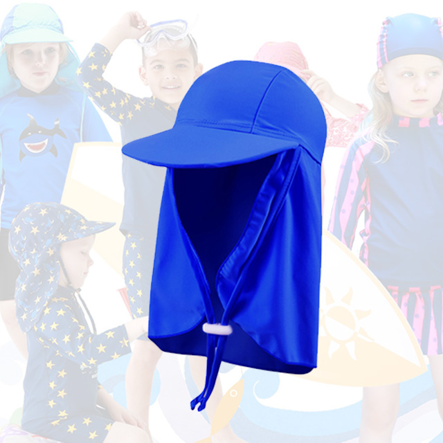 Biki比基尼妮泳衣，兒童帽防曬遮陽遮脖帽海邊帽子