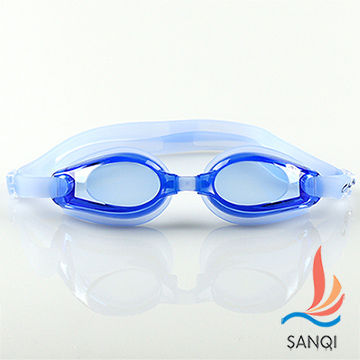 SANQI三奇 抗UV防霧休閒度數泳鏡(藍)