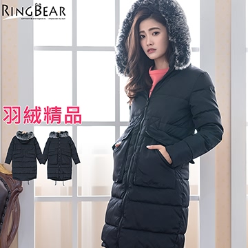 保暖外套--禦寒暖感可拆式毛毛領雙大口袋雙拉鍊連帽中長版羽絨外套(黑XL-3L)-J310熊衣褲語