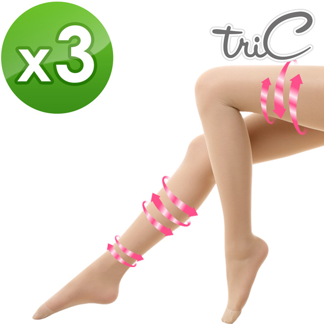【Tric】台灣製 140Den包趾壓力褲襪 三雙
