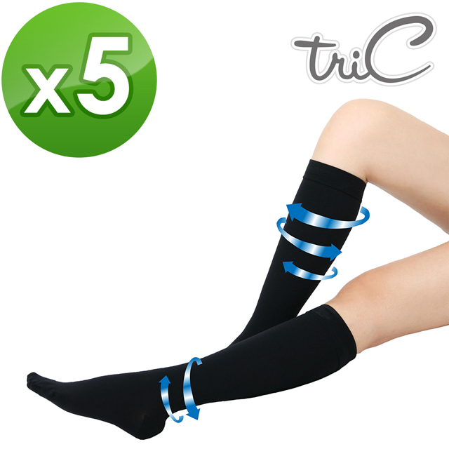 【Tric】台灣製造 200Den超完美顯瘦中統壓力襪 5雙