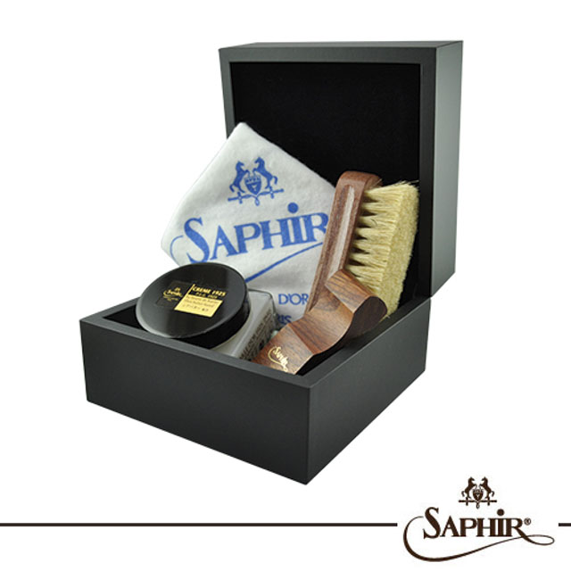 【SAPHIR莎菲爾 - 金質】錶盒式皮革鞋蠟禮盒
