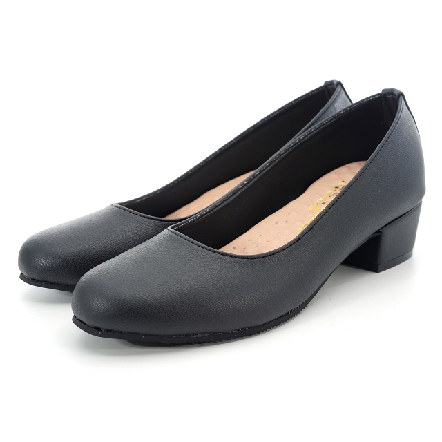 【101玩Shoes】MIT 簡約素面基本款舒適低跟包鞋-黑色 36-40碼