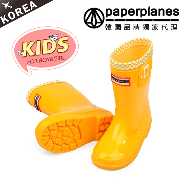 【Paperplanes】韓國空運/正常版型。兒童款輕量繽紛馬卡龍配色長筒雨靴(7-7762黃/現+預)