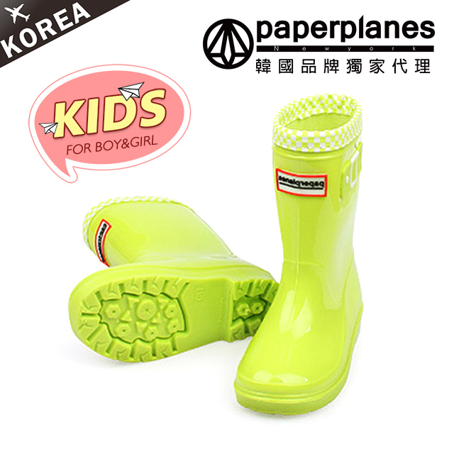 【Paperplanes】韓國空運/正常版型。兒童款輕量繽紛馬卡龍配色長筒雨靴(7-7762綠/現+預)