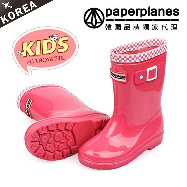 【Paperplanes】韓國空運/正常版型。兒童款輕量繽紛馬卡龍配色長筒雨靴(7-7762粉/現+預)