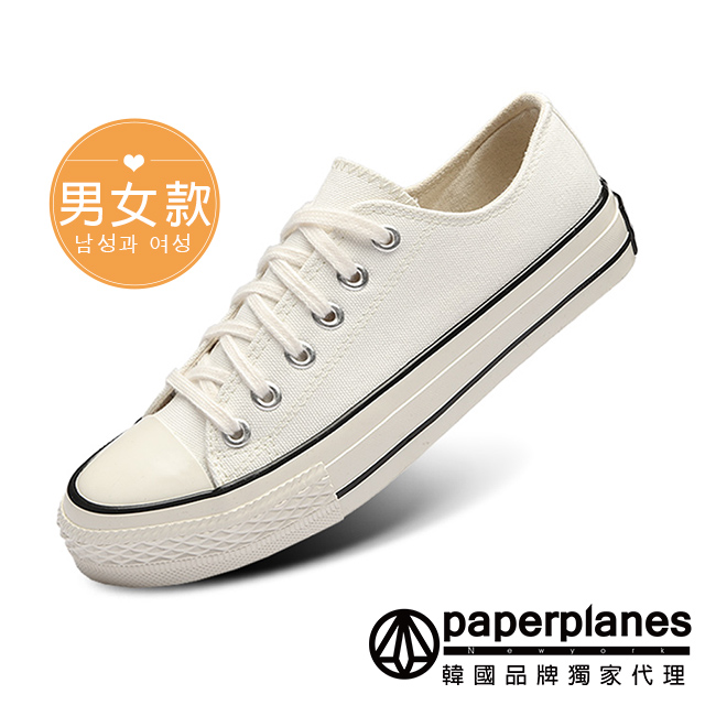 【Paperplanes】韓國空運/正常版型。男女款純棉面料奶油頭休閒鞋(7-537白/現+預)