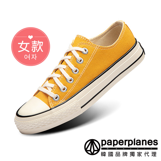 【Paperplanes】韓國空運/正常版型。男女款純棉面料奶油頭休閒鞋(7-537黃/現+預)