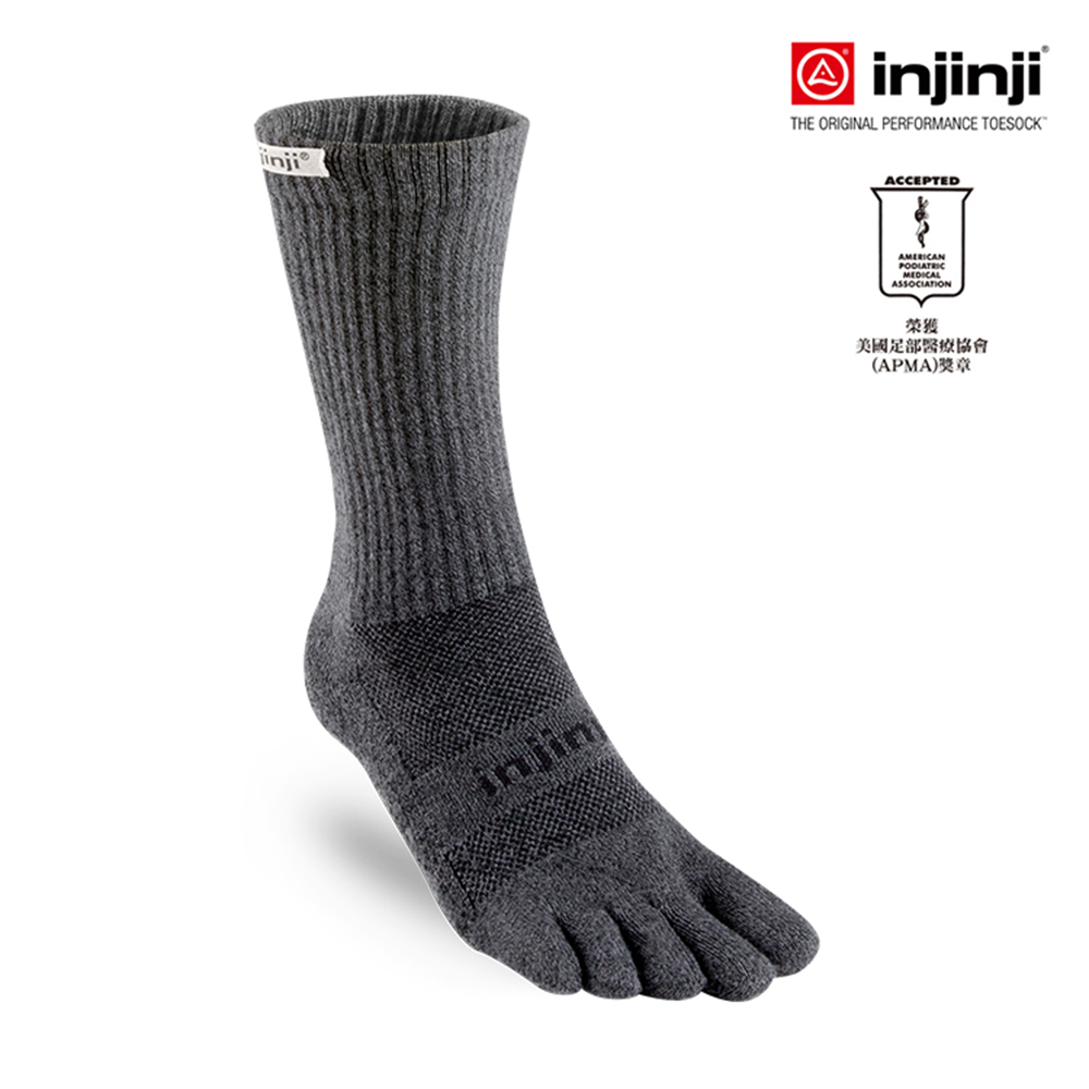 【injinji】TRAIL野跑避震吸排五趾中筒襪[黑五趾襪 五指襪 機能