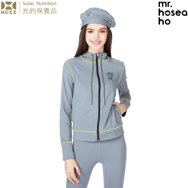 【后益 HOII】MR.HOSEA HO 撞色風格連帽外套★灰色-時尚機能防曬涼感抗UPF50抗UV