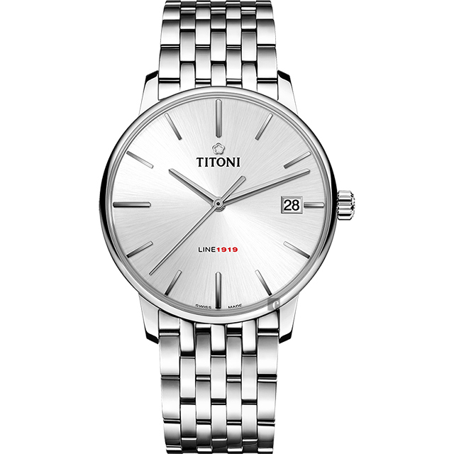 TITONI 梅花錶 LINE1919 百年紀念 T10 機械錶-銀/40mm 83919 S-575