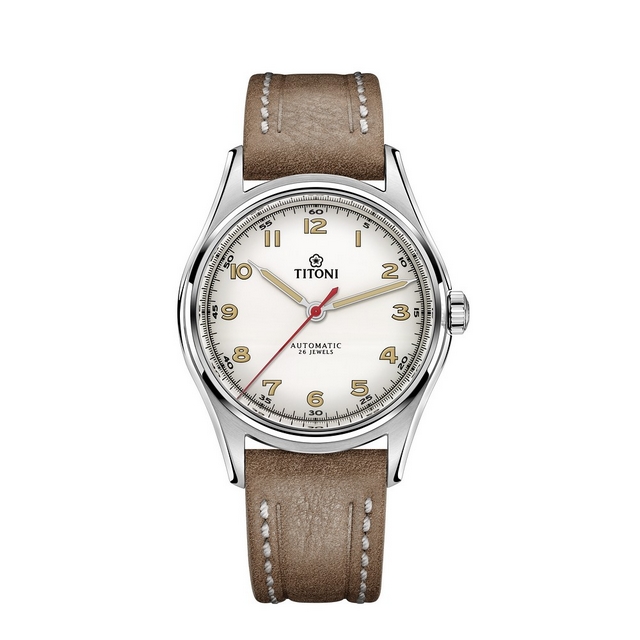 【TITONI瑞士梅花錶】 傳承系列 經典復刻錶/白面皮帶/39mm (83019 S-ST-639)