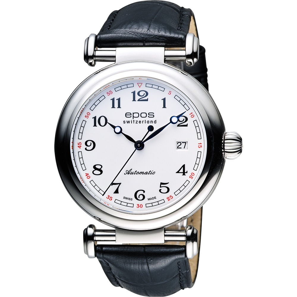 epos Originale 原創系列復刻版機械腕錶-白x黑/42mm 3430.130.20.30.25FB