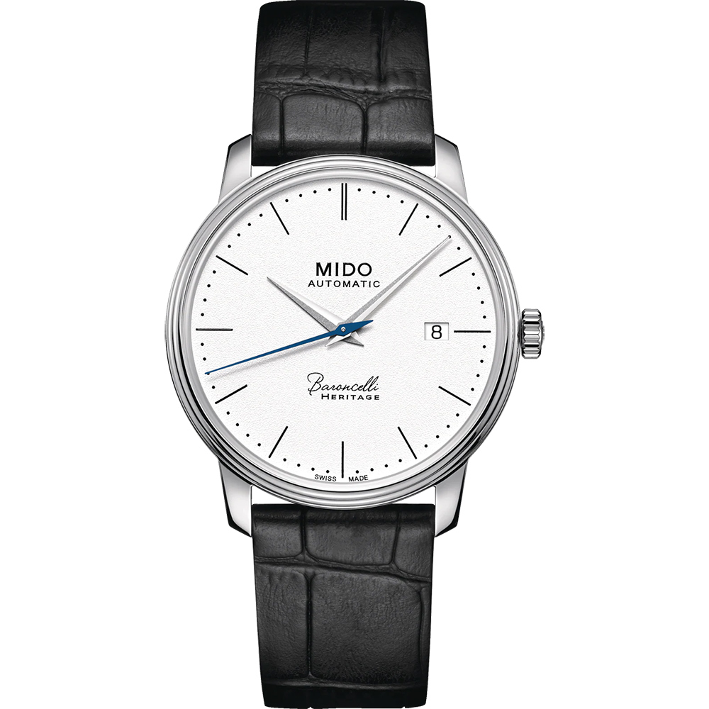 MIDO Baroncelli III Heritage 復刻經典機械腕錶-白/41mm M0274071601000