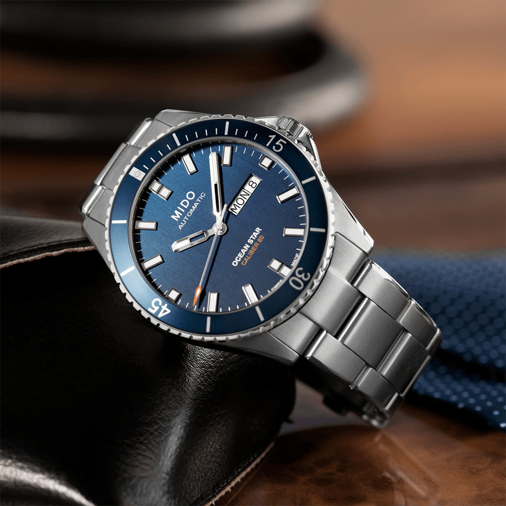 MIDO Ocean Star 200m潛水機械腕錶-藍x銀/41mm M0264301104100