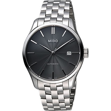 MIDO Belluna II Gent 經典機械腕錶-黑x銀/40mm M0244071106100